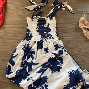 Navy Blue and White Maxi Dress